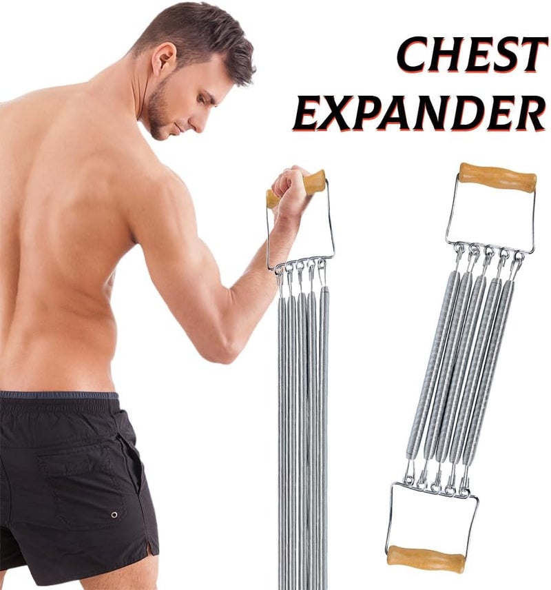 Sunicon Chest Expander, 13-66lb Adjustable Bands Strength Trainer Arm Pull Bar Arm Muscle Exerciser with 5 Removable Spring for Home Fitness Muscle Training Body Building - Image 3
